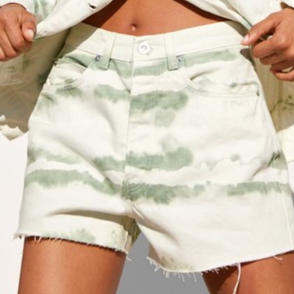 high waisted denim tie shorts